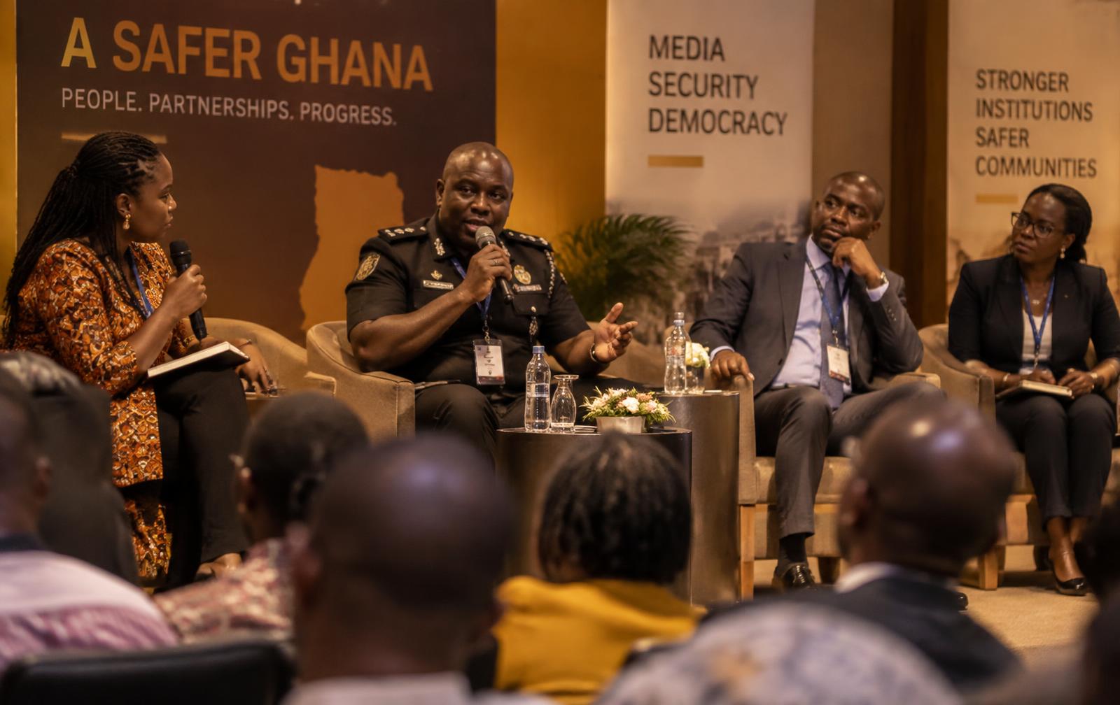 Panel of media and security leaders in dialogue
